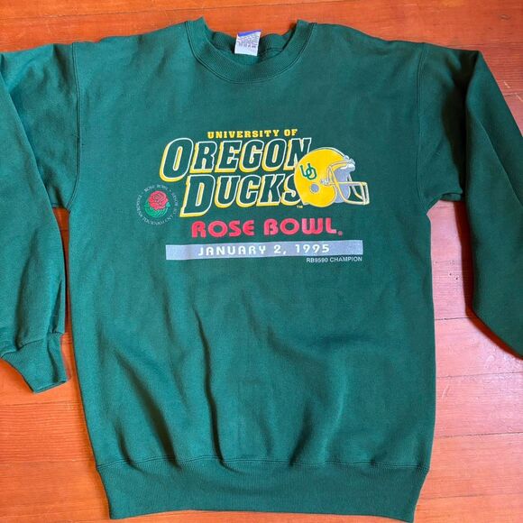 Green Oregon Ducks 1995 Rose Bowl Crewneck Sweatshirt Size M Champion - Picture 3 of 8
